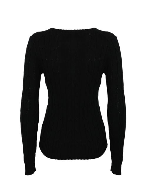 Maglione a trecce con scollo a V Black POLO RALPH LAUREN | 211891641017